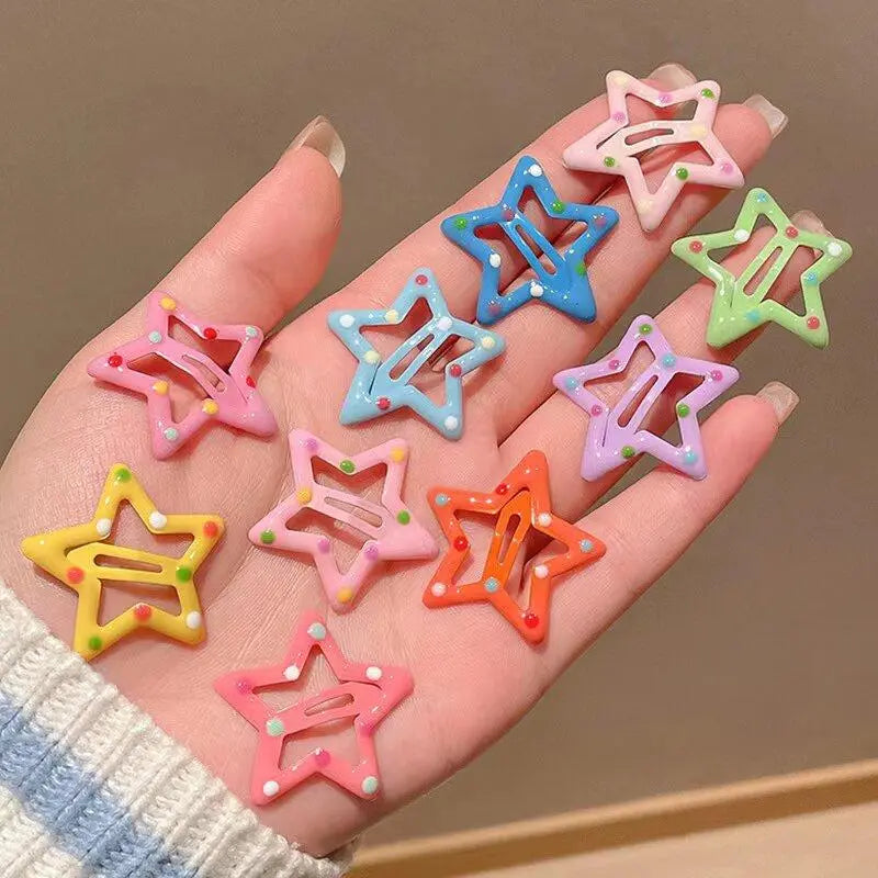 Dopamine Hair Accessory Set (30-90 Pieces) - Colorful Sparkly Star Secure Flat Clips, Fashion All-Season Hair Accessories for School & Daily Wear, Cute
