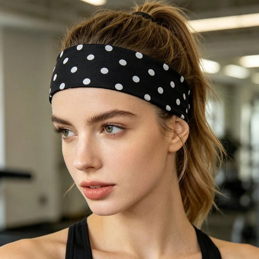 Women's Polka Dot Hairbands & Scrunchies Set - Premium Stretch, Soft Fabric, Breathable, Classic, Thick Hair Friendly, Sports Use, 10 Versatile Colors, Black & White Option, Hairstyle Compatible, No Headaches, TikTok Shop Back to School