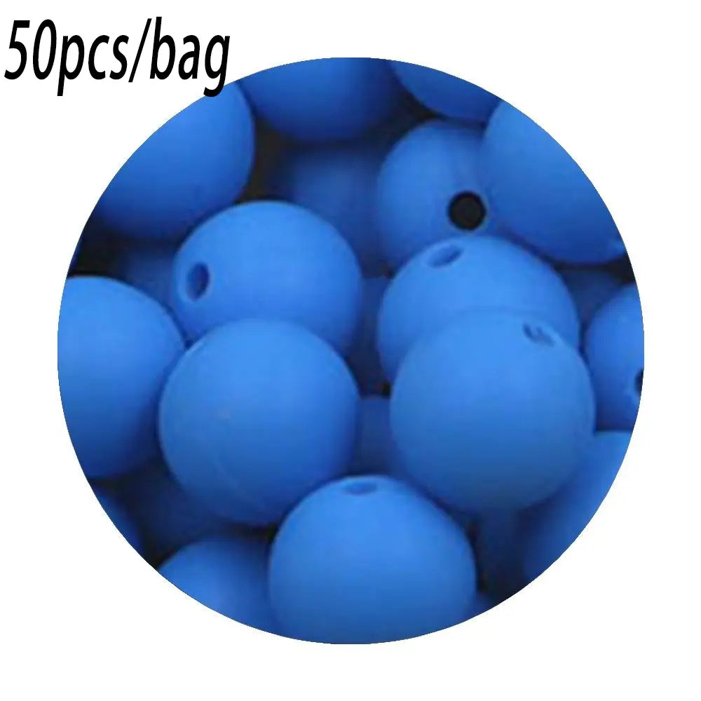 Silicone Beads Kit, 50 pcs Beaded Set of 15 mm Silicone Beads, Bead Assortment and DIY Beading and Jewelry Making Supplies for Keychains, Necklaces and Jewelry Crafts