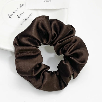12pcs Black Brown Satin Scrunchies for Women, Silky Elastic Hair Ties, Non-Damaging Ponytail Holders for Daily Use Gift