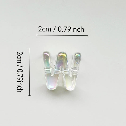 50pcs High-Quality Rainbow Transparent Acrylic Beads, UV Coated Jelly Color Letter Beads, Smooth Texture, DIY Jewelry Supplies, Handmade Beading Material, Craft Beads, Alphabet Beads