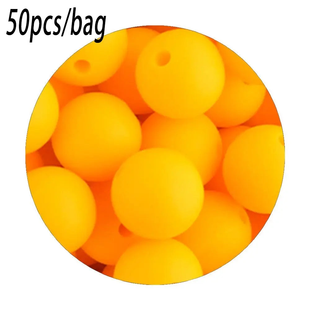 Silicone Beads Kit, 50 pcs Beaded Set of 15 mm Silicone Beads, Bead Assortment and DIY Beading and Jewelry Making Supplies for Keychains, Necklaces and Jewelry Crafts