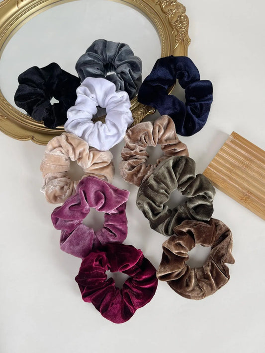 Velvet Solid Color Scrunchie, Scrunchies for hair, Elegant Matching Hair Tie for Ponytail Holder and Updo, Casual Simple Hair Accessories for Women & Girls, High Stretch Elastic Band