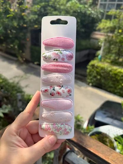 8pcs Simple Color Flower Hair Clips, Casual No-Trace Side Bangs Barrettes, All-Season Daily Use, Floral Design Hair Clips, Knitted Texture