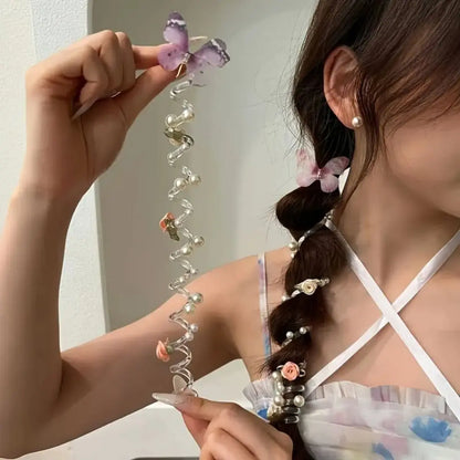 Female Elastic Band Scrunchies, Fairy-Style Rose Motif Phone Cord Hair Ties, Forest-Themed Ponytail Accessories for Bubble Braids, Updos, Daily Wear
