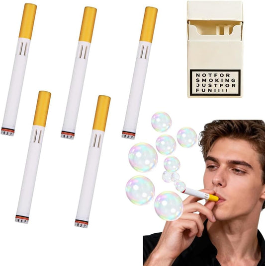 5PCS Bubble Cigarette Toy, Fake Cigarette Bubble Blower Sticks, Mini Bubble Blowing Set with Cigarette Case, Stress Relief Novelty Gifts for Parties, Birthdays & Festivals