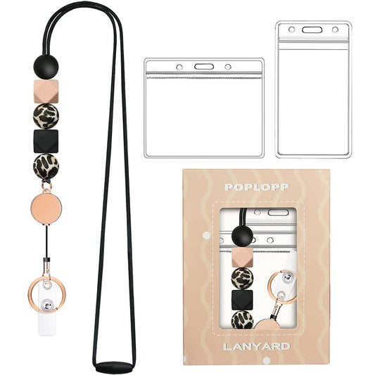 Retractable Lanyards for ID Badges and Keys with 2 Waterproof Card Holders