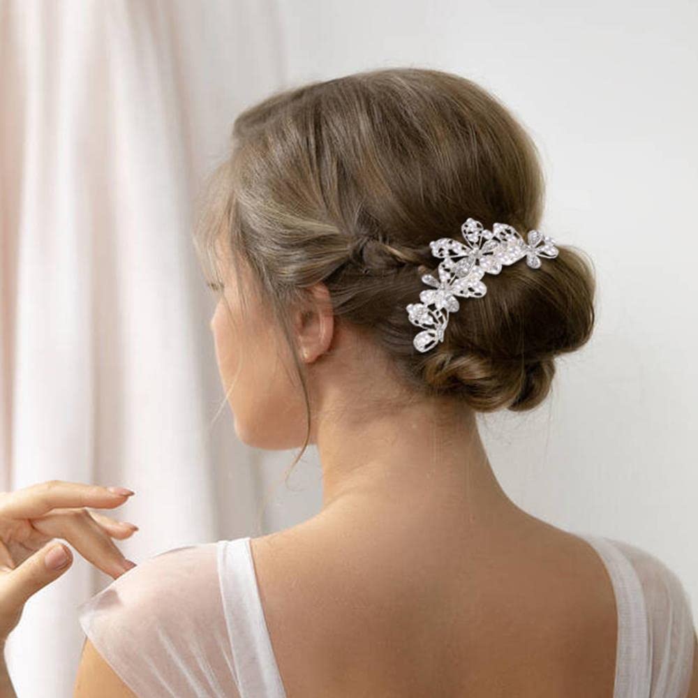 inSowni 32 Pack Silver Wedding Hair Side Combs+U-shaped & Twist Bridal Hair Pins Pieces Accessories Rhinestone Pearls for Women Girls Brides Bridesmaids