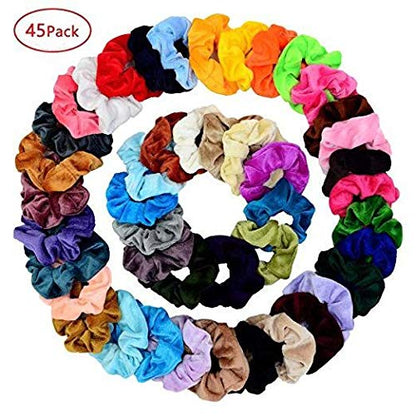 Chloven 45 Pcs Velvet Hair Scrunchies Elastics Hair Bands for Women Girls