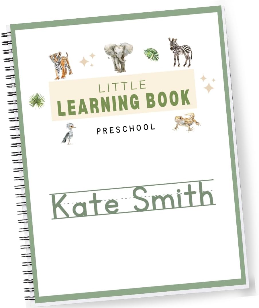 Personalized Preschool Reusable Workbook: Little Learning Book (Animals)