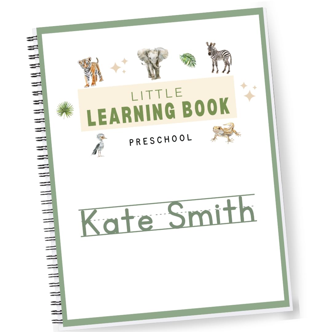 Personalized Preschool Reusable Workbook: Little Learning Book (Animals)