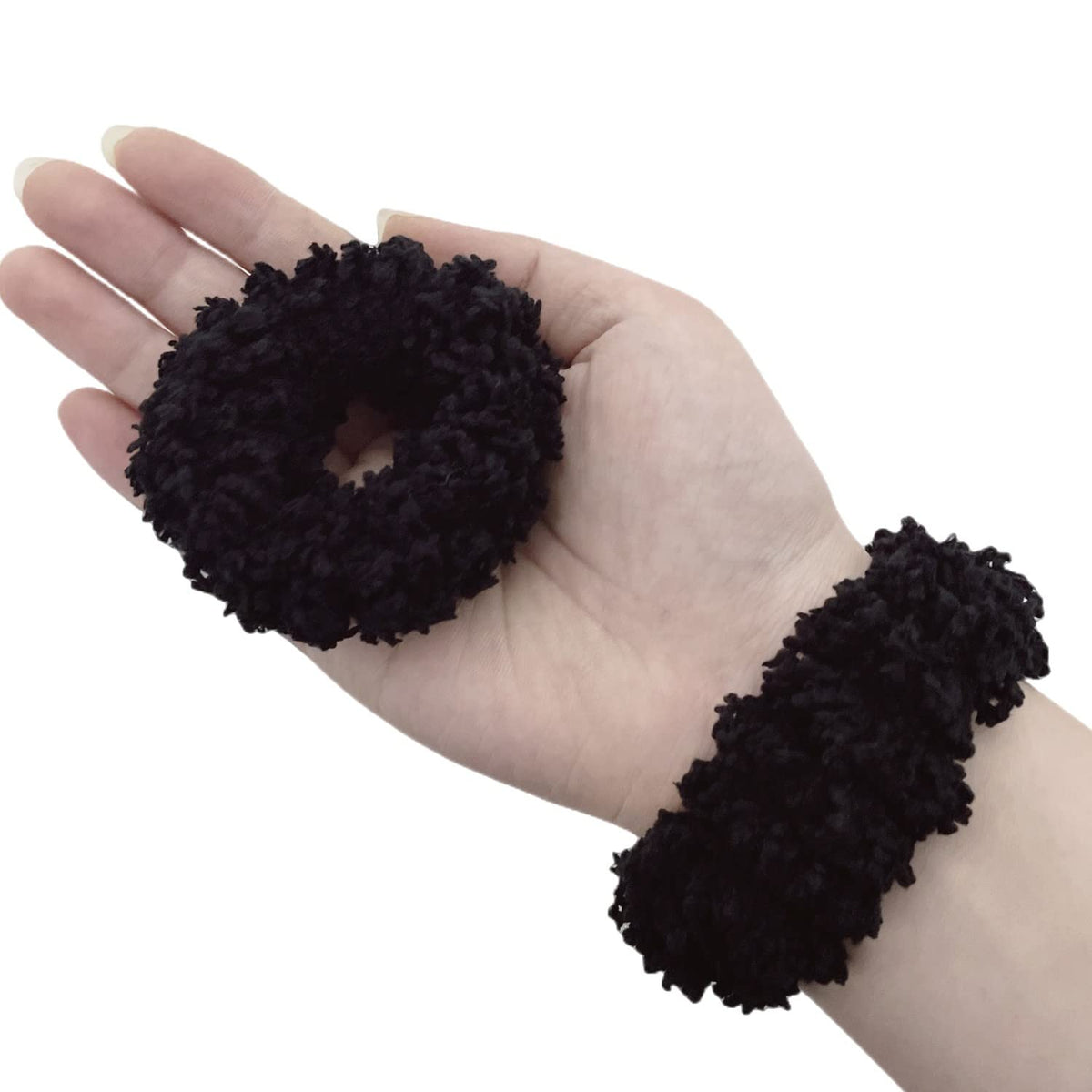 8pcs Plush Scrunchie Hair ties Large Scrunchie fluffy tied Hair Rope Cute Elastic Hair Bands Scrubchy Hair Accessories for Women and Girls (Black)