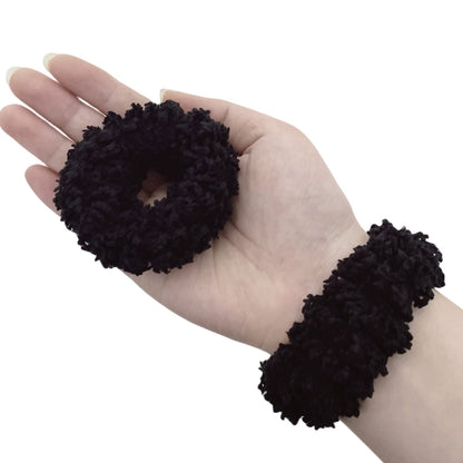 8pcs Plush Scrunchie Hair ties Large Scrunchie fluffy tied Hair Rope Cute Elastic Hair Bands Scrubchy Hair Accessories for Women and Girls (Black)