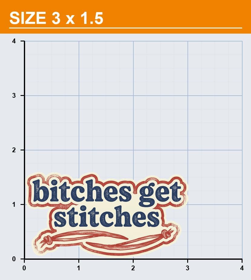 Bitches get Stitches Sticker | Edgy Vintage Decal | Funny Quote | Humor Unique | Design Trendy | Art [Tage]