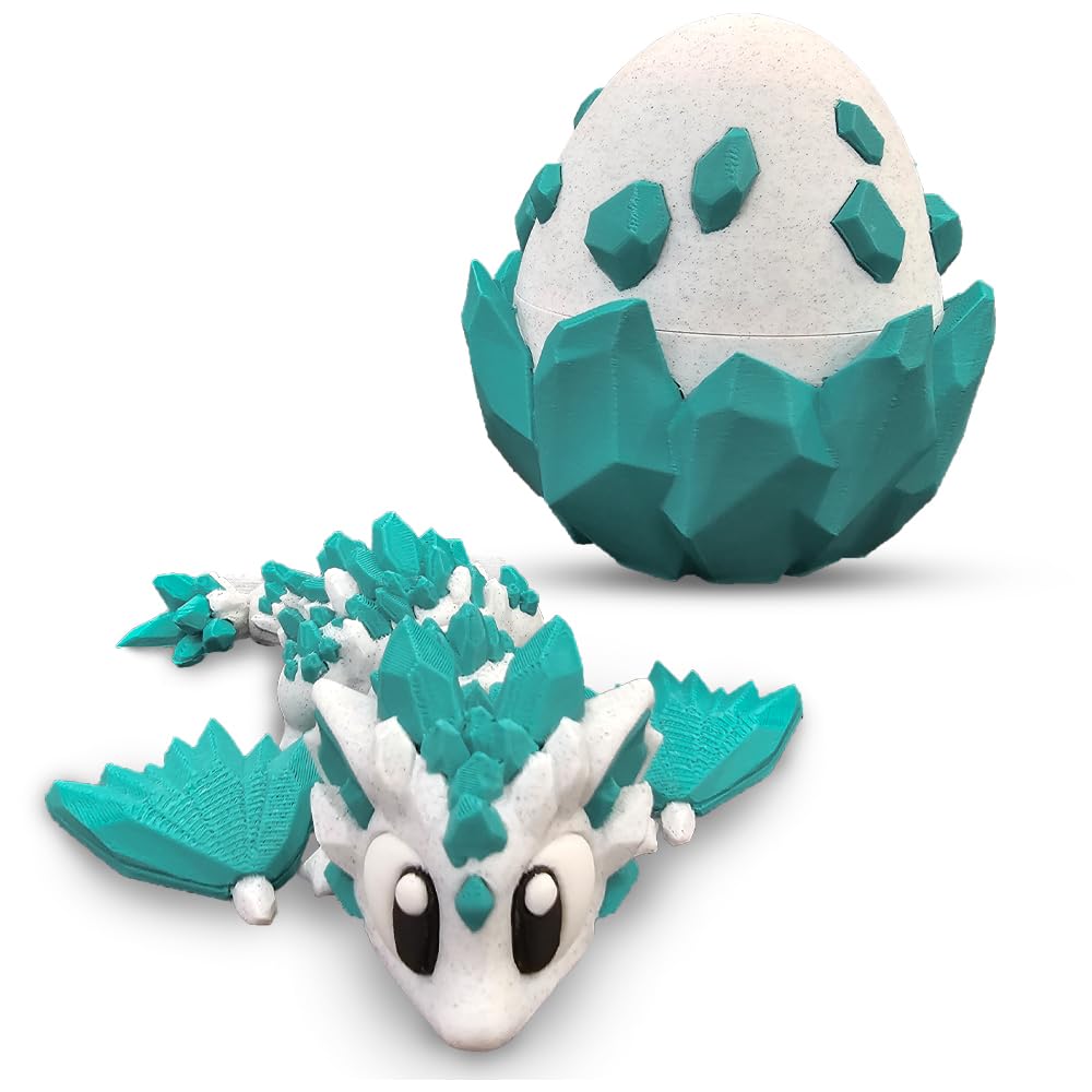 Articulated Dragon with Egg, 3D Printed Toy, Flexible Fidget Figure, 3D Dragon Egg, Desk Pet, Home Decor, Birthday Gift for Kids, Easter Basket Toy, Collectible Figure (Cherry Blossom)