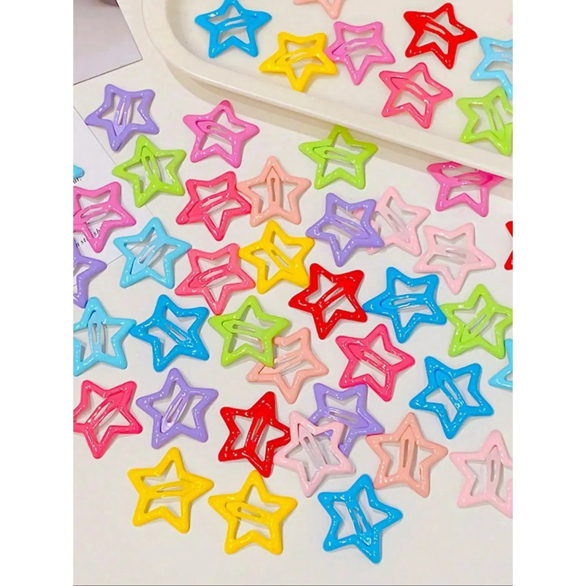 Dopamine Hair Accessory Set (30-90 Pieces) - Colorful Sparkly Star Secure Flat Clips, Fashion All-Season Hair Accessories for School & Daily Wear, Cute