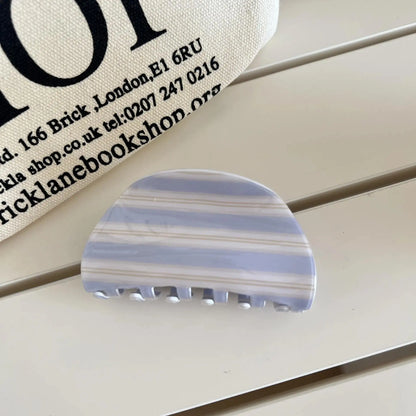 3pcs Pastel Striped Acrylic Hair Claw Clips with Glossy Surface, Durable Spring Clasp Firmly Holds Hair. Two Classic Shapes Suit Thick & Thin Hair, Perfect for Casual Daily Updo Styling.,sohochic