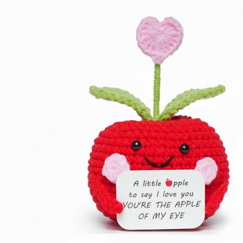 Lenoka Crochet/Valentines Day Gifts for Him Her/Handmade Crochet Apple Wedding Anniversary Birthday Gift for Boyfriend Girlfriend Wife Husband/Romantic Gift for Women Men Couple