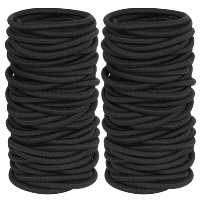 120PCS Nylon Solid Color 4mm Tie-Band Hairbands & Scrunchies Variety Pack - High Stretch Durable Everyday Hair Accessories for Thick Hair