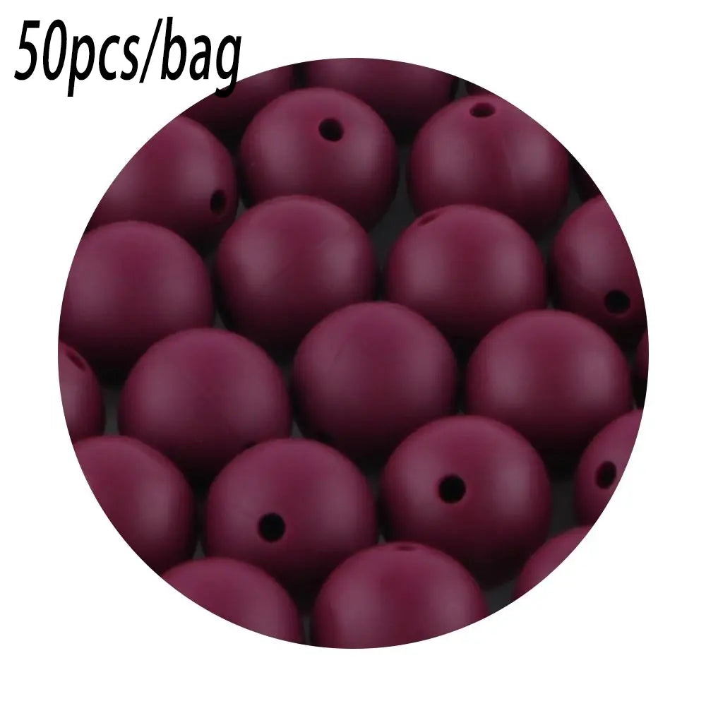 Silicone Beads Kit, 50 pcs Beaded Set of 15 mm Silicone Beads, Bead Assortment and DIY Beading and Jewelry Making Supplies for Keychains, Necklaces and Jewelry Crafts