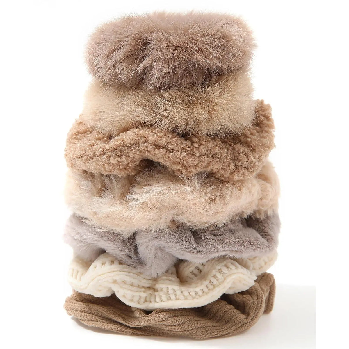 5 count Furry Scrunchies Elastic Hair Scrunchies for Women and Girls