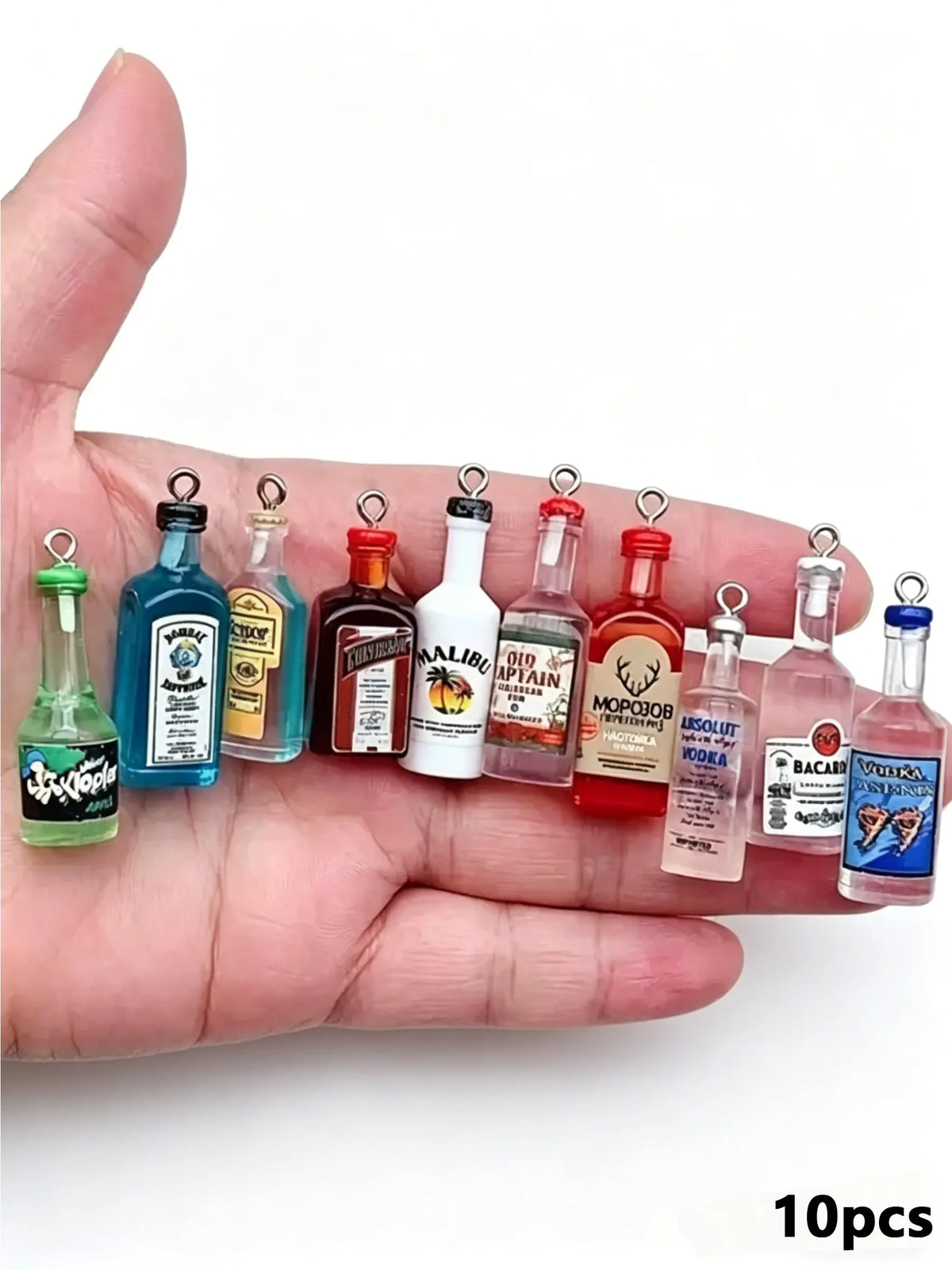 Mini Liquor Bottle Charms, Dangling Charms, Dangle Charms, 10Pcs 3D Resin DIY Pendants, Jewelry Making Supplies, Charms for Crafts, Ideal for DIY Earrings, Bracelets & Keychains, Perfect for Gifts, Festival Decor