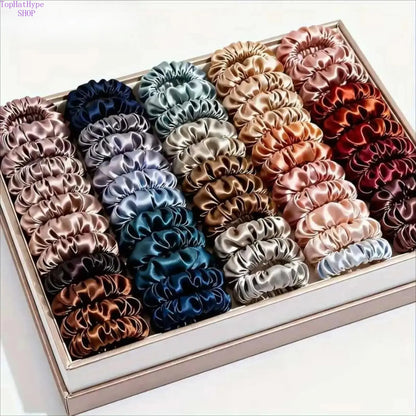 Women's 19PCS Satin Scrunchies Bulk Set - Colorful Hair Ties, Soft Silk No-Damage Ponytail Holders, Lightweight Cute Hair Accessories for Everyday Wear & Party Gift, Sohochic
