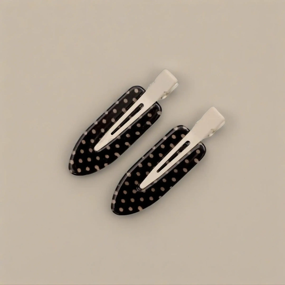 Female 4pcs/Set Cute Elegant Acetate Seamless Polka Dot Hair Clips - Black & White Acrylic Alligator Clips, Bangs & Side Comb Accessories, Everyday Fashion Hair Accessory Set, Abs-Ready Style