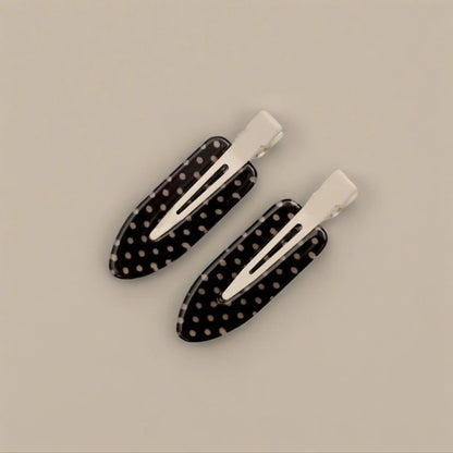 Female 4pcs/Set Cute Elegant Acetate Seamless Polka Dot Hair Clips - Black & White Acrylic Alligator Clips, Bangs & Side Comb Accessories, Everyday Fashion Hair Accessory Set, Abs-Ready Style