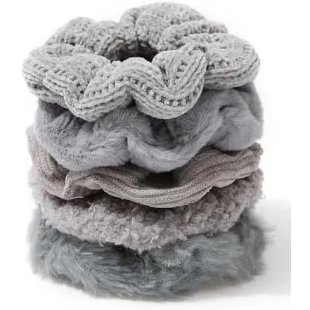 5 count Furry Scrunchies Elastic Hair Scrunchies for Women and Girls