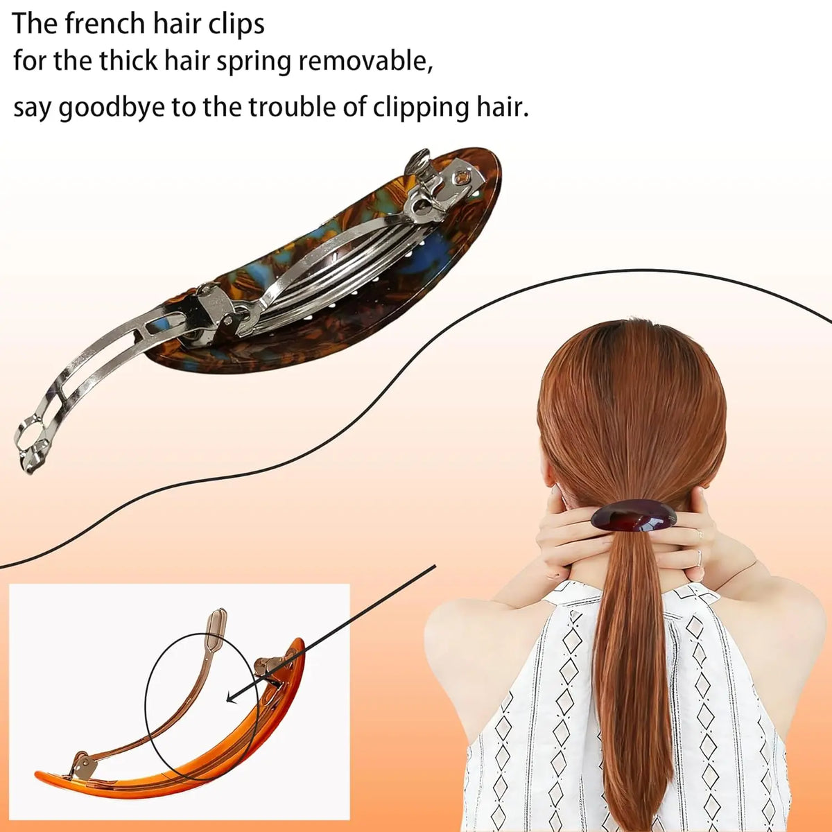 Female 3PCS Tortoiseshell Acetate Snap Hair Barrettes - Suitable for Thick/Thin Hair, Everyday Styling