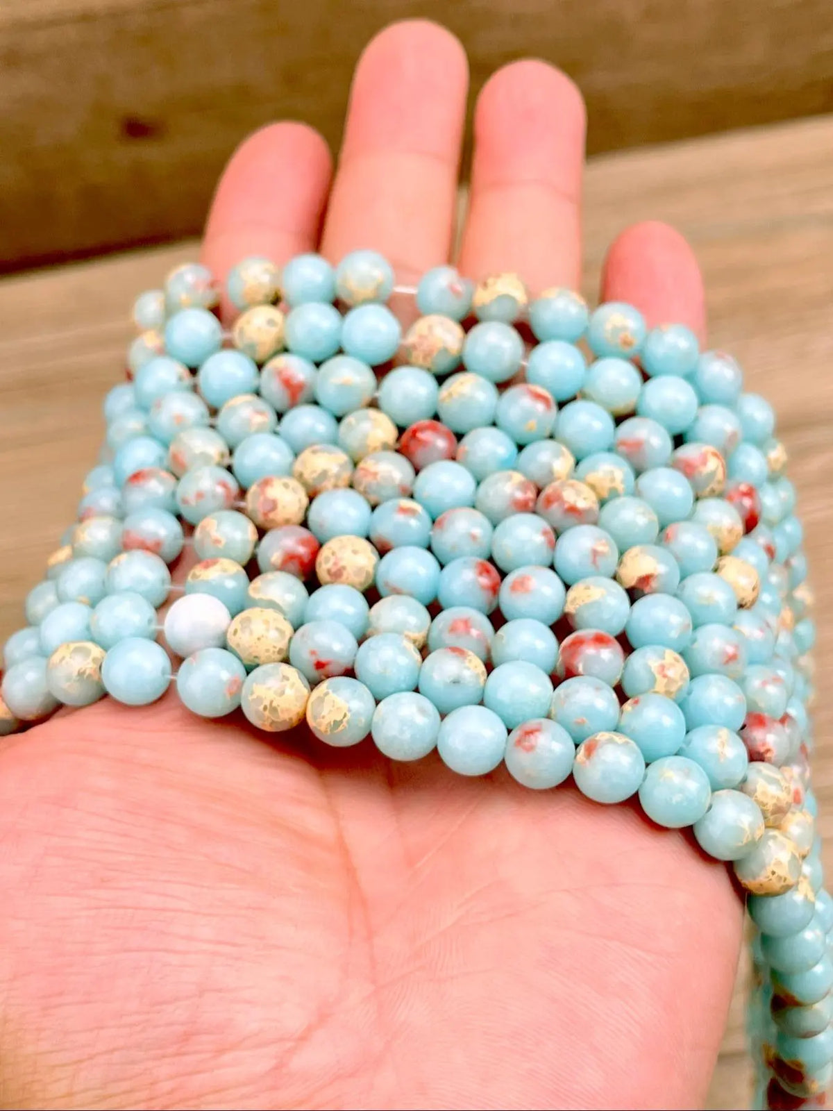 Natural Imperial Stone Beads, DIY Jewelry Making, 8mm Decorative Beads, Handmade Bracelets and Necklaces, Craft Supplies, Beads Accessories, 38cm/15inch Length