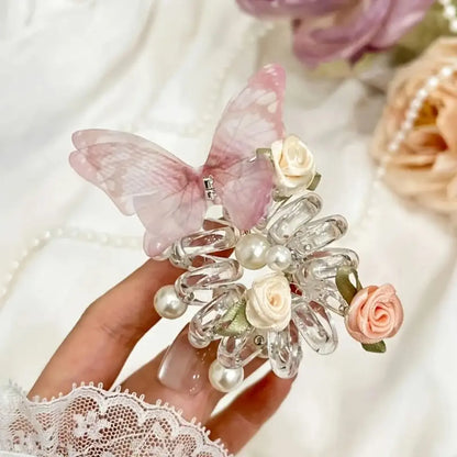 Female Elastic Band Scrunchies, Fairy-Style Rose Motif Phone Cord Hair Ties, Forest-Themed Ponytail Accessories for Bubble Braids, Updos, Daily Wear