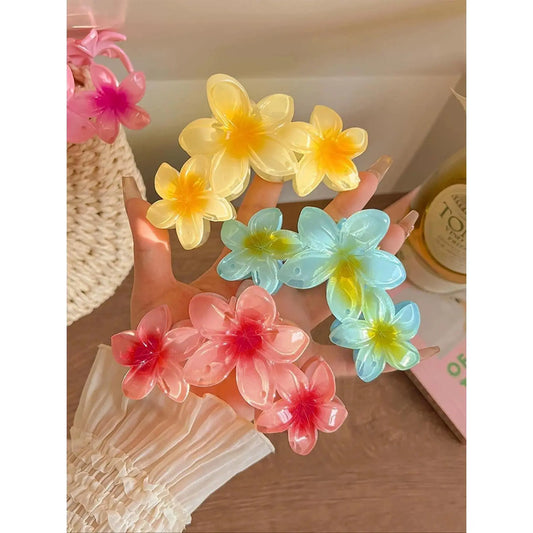 3-Pack Flower Hair Claw Clips – Cute Floral Hair Accessories for Women & Girls, Trendy Minimalist Flower Hair Claws for Thick Hair, Strong Grip Hair Clips Set for Daily Wear, Party Styling & Outfit Decoration,sohochic