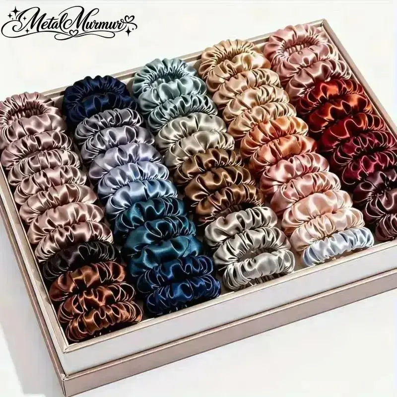 19-Piece Satin Scrunchies Set – Multicolor Soft Hair Ties for Ponytails & Daily Hairstyles