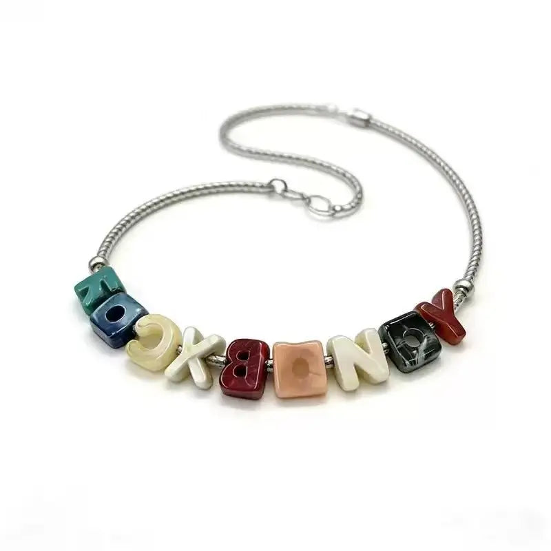 60 Pcs Acrylic Alphabet Letter Beads, Large Hole, Marble Pattern, Customizable for DIY Jewelry Making, Name Initials & Anniversary Gifts