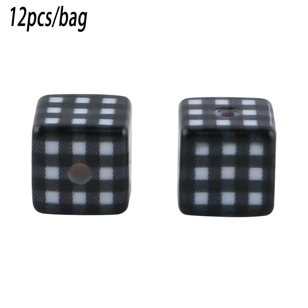 14×14mm 12pcs Acrylic Checkered Cube Beads, DIY Beads, Smoothly Threaded, Ideal for Holiday Decorations Crafts, Suitable for Making Necklaces Bracelets Keychains Phone Charms and other Beads&Bead Assortment