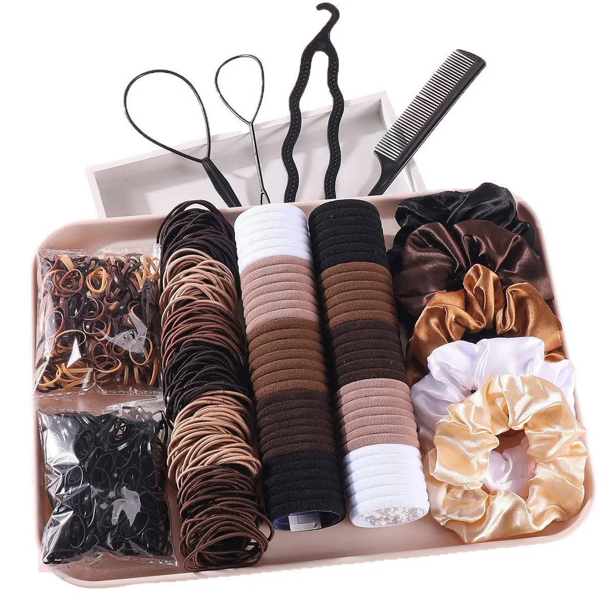 Women's Minimalist No Damage Hair Ties Set - 10-Piece Polyester Neutral Scrunchies Bulk, Classic Accessory Set for Daily Hairstyling Ponytail Holders, Sohochic Fashion Items, 10 Pieces