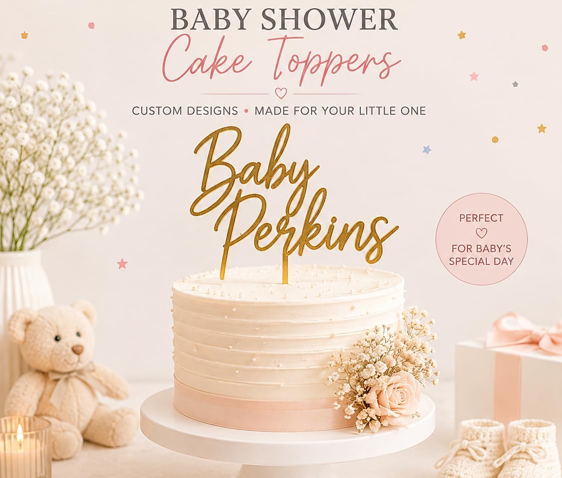 Custom Wedding Cake Topper 6 x 8 Inches (3.5 mm Thick) – Available in Gold, Black, Rose Gold, and Silver – Elegant Personalized Cake Decoration for Weddings, Engagements, and Special Events
