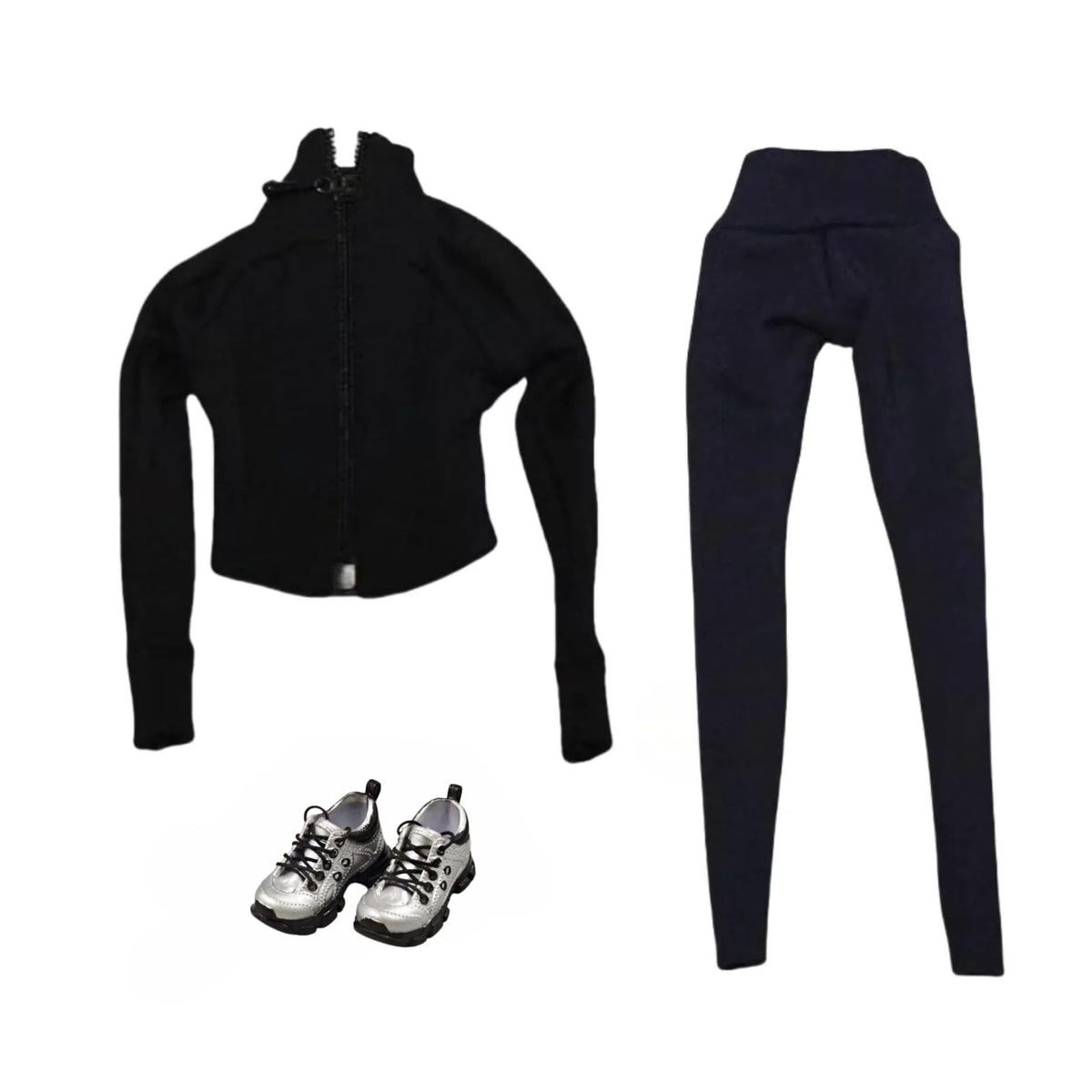 Fashion Doll Blue Yoga Athletic 3-Piece Set with Jacket and Leggings, Includes Sneakers, 1/6 Scale Doll Clothes
