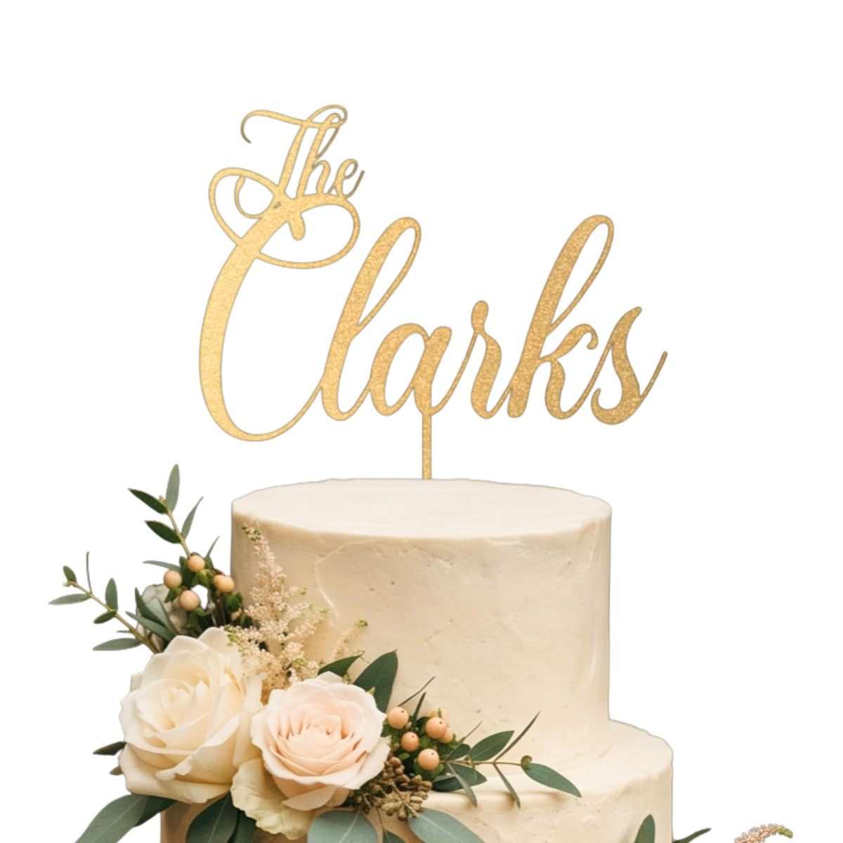Personalized Wedding Cake Topper, Custom Lastnames"Wood Cake Decor, Available in Gold, Silver, Black, White, & Natural Wood (Design 10)