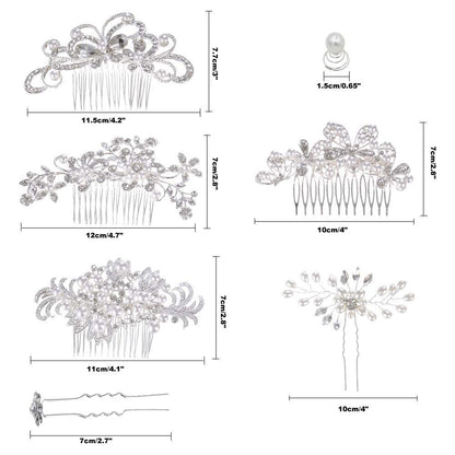 inSowni 32 Pack Silver Wedding Hair Side Combs+U-shaped & Twist Bridal Hair Pins Pieces Accessories Rhinestone Pearls for Women Girls Brides Bridesmaids