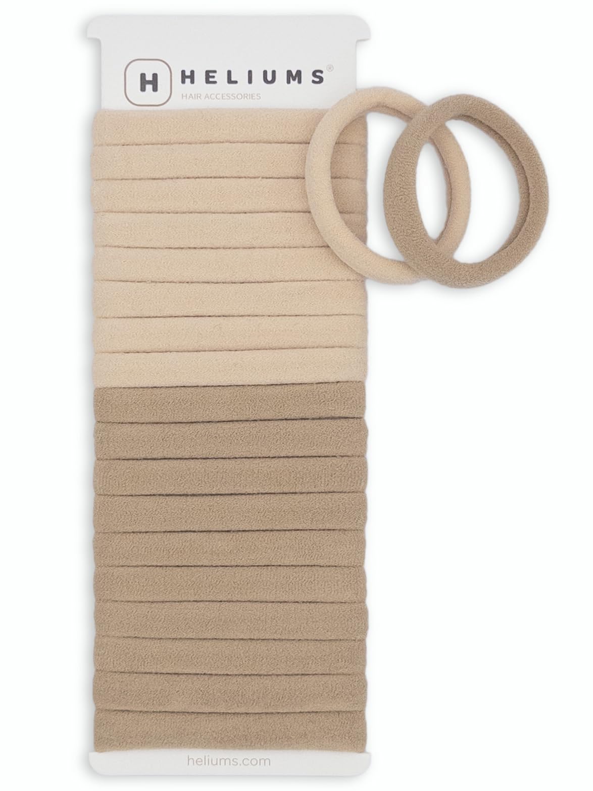 Heliums Soft Hair Ties - No Damage Seamless Nylon Fabric Bands, Stretchy Ponytail Holders for Thin & Thick Hair - Standard 1.5 Inch, Neutrals, 20 Pack