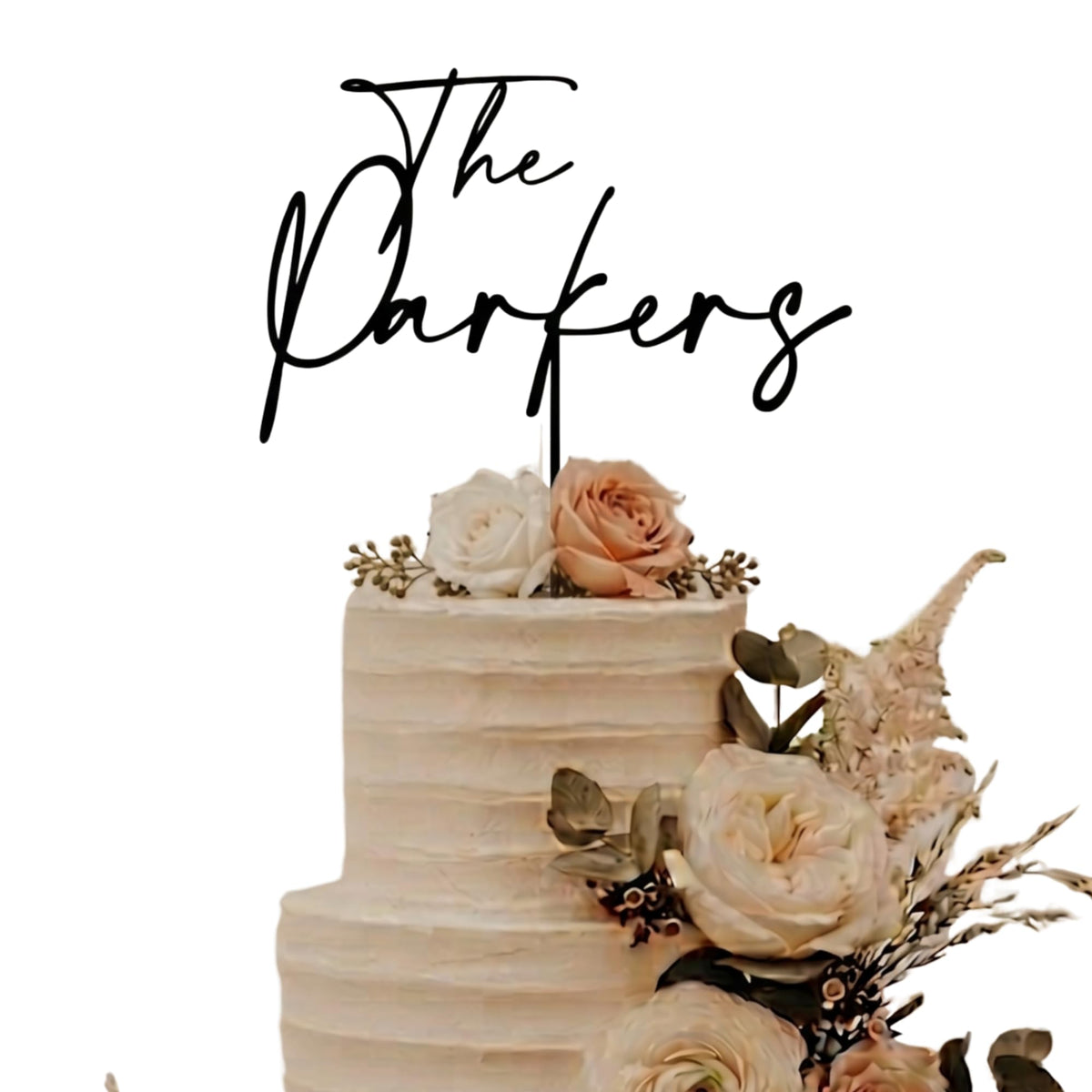 Personalized Wedding Cake Topper, Custom Lastnames"Wood Cake Decor, Available in Gold, Silver, Black, White, & Natural Wood (Design 10)