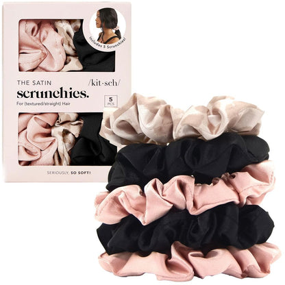 Kitsch Satin Scrunchies for Women | For All Hair Types Terracotta, 6pcs