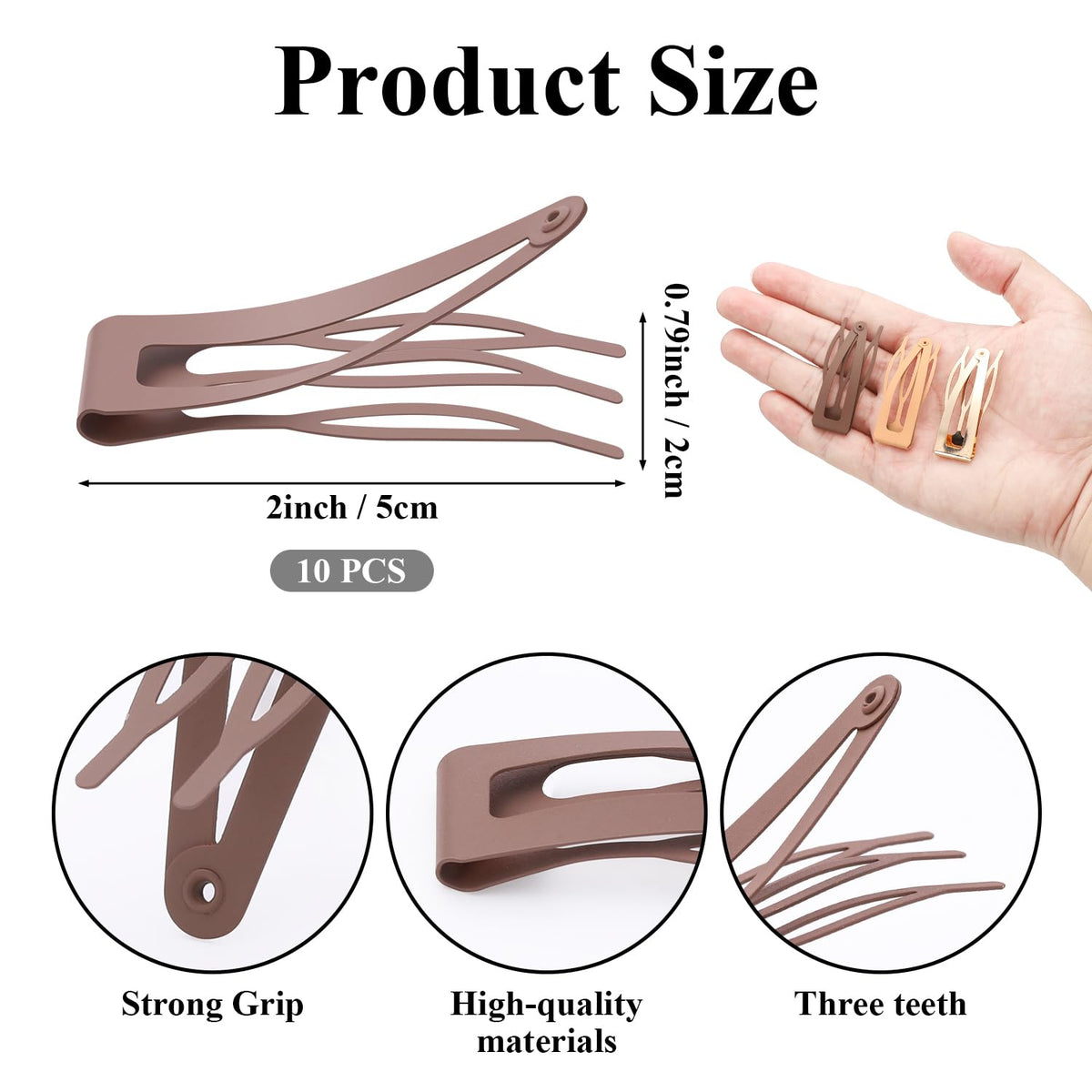 Sightor 10 Pcs Double Grip Hair Clips, Metal Snap Hair Clips Hair Barrettes