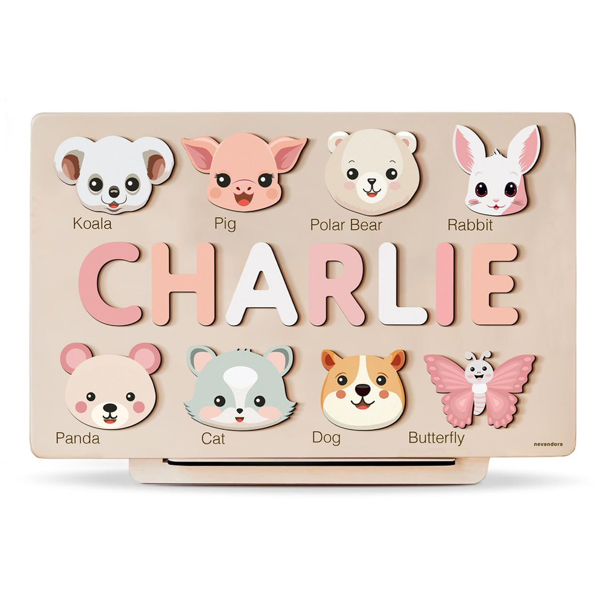 Custom Baby Name Puzzle with Animals, Baby Girl and Boy Gift, Personalized Puzzles for Toddlers, 3 6 9 12 15 18 24 36 Months Toy, Custom Babys Gift, Boy and Girl Personalized Wood Toy