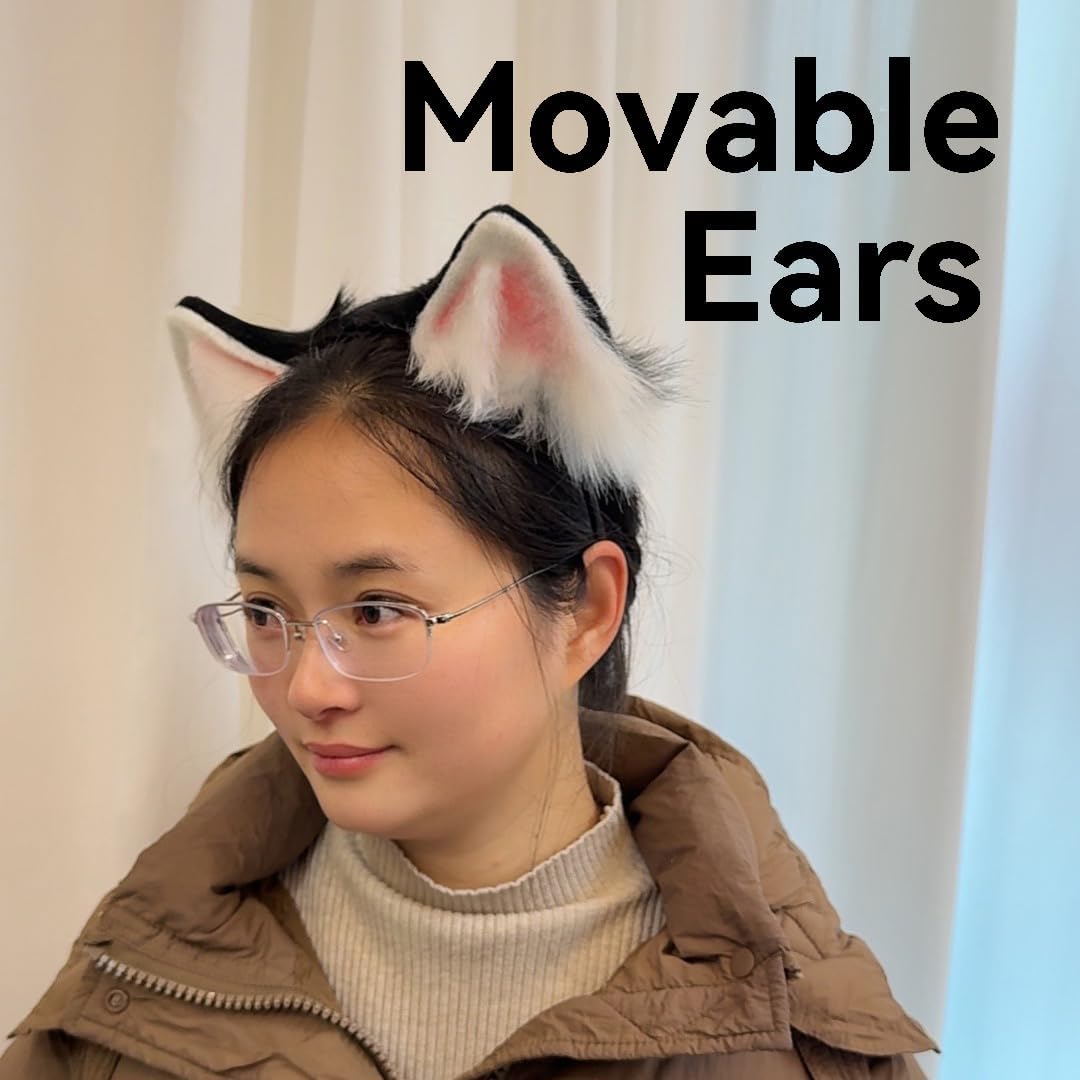 Handmade Electric Ears, Props for Cosplay Games, Suitable for Various Holiday Parties. (Electric Ear Black)
