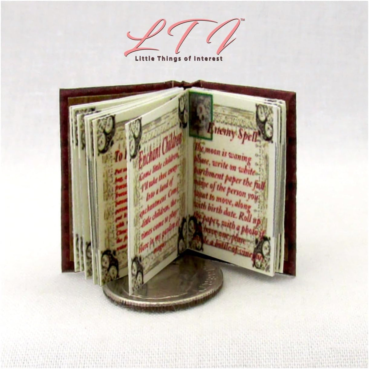 Miniature Dollhouse Accessory 1/12 Scale Illustrated Readable Book Hocus Pocus Magic Book of Spells by Little Things of Interest