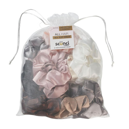 Scunci by Conair Scrunchie Hair Ties, Nylon Silk Design, 20-Count